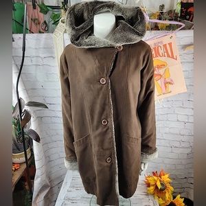 Women's Brown Hooded Coat